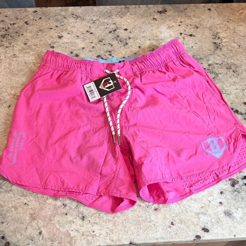Men's Pink Athletic Shorts with Drawstring